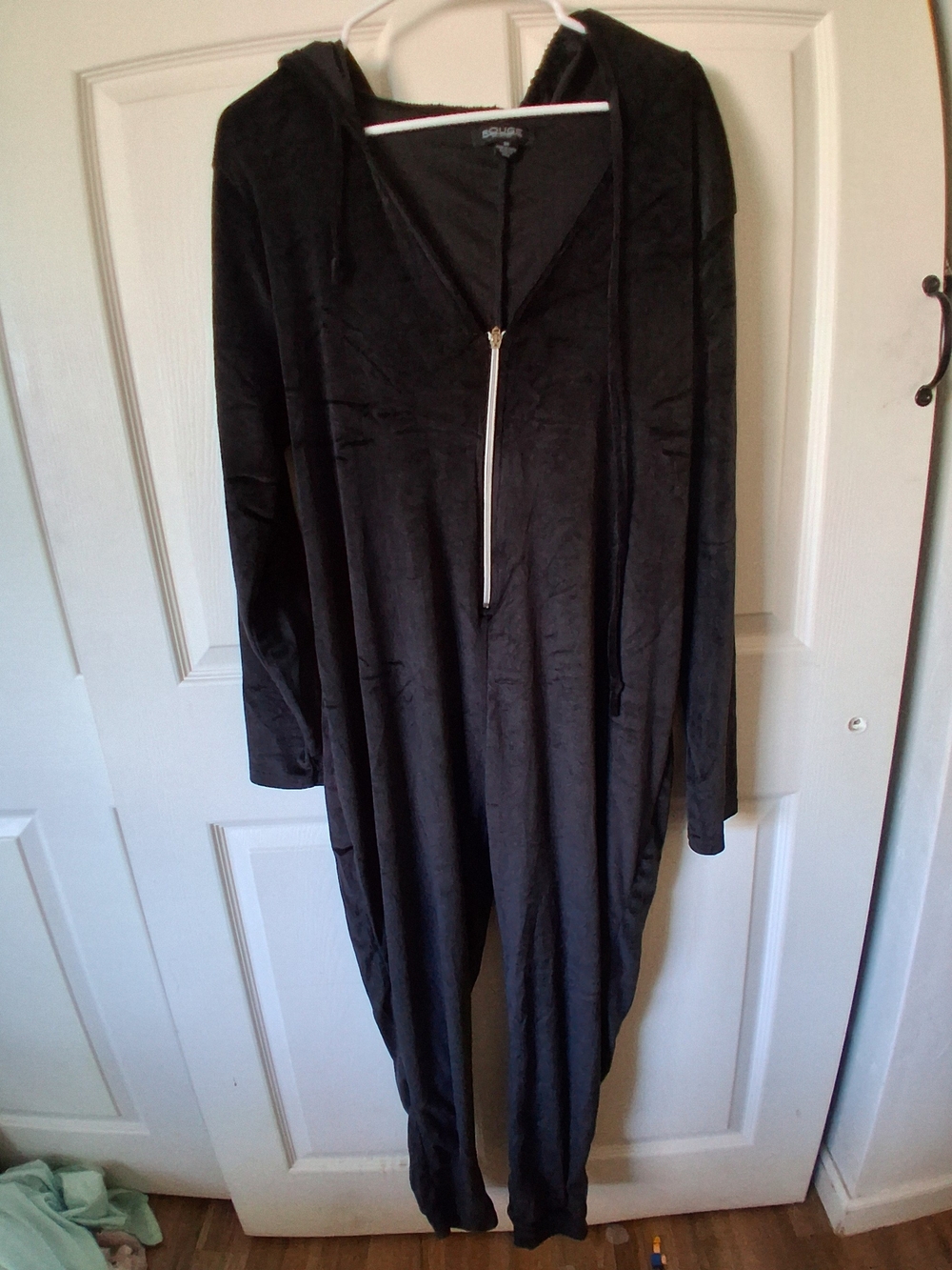 Rouge! Black Hooded Zip-Front Jumpsuit